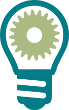 Vektor-Symbolbild eines Zahnrads in einer stilisierten Gluehlampe